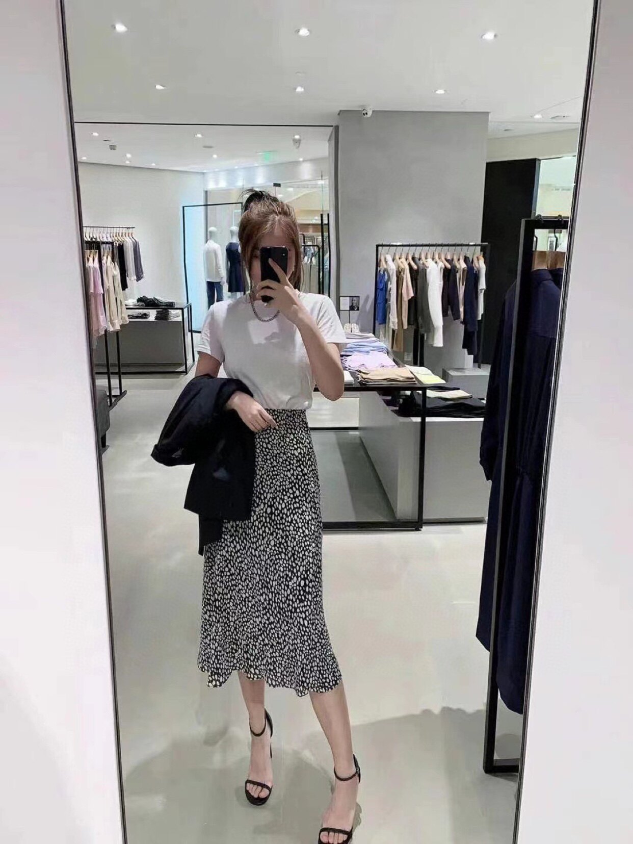 Th新品波点印花弹力松紧高腰半身裙 N0105308 中裙夏显瘦时尚百搭