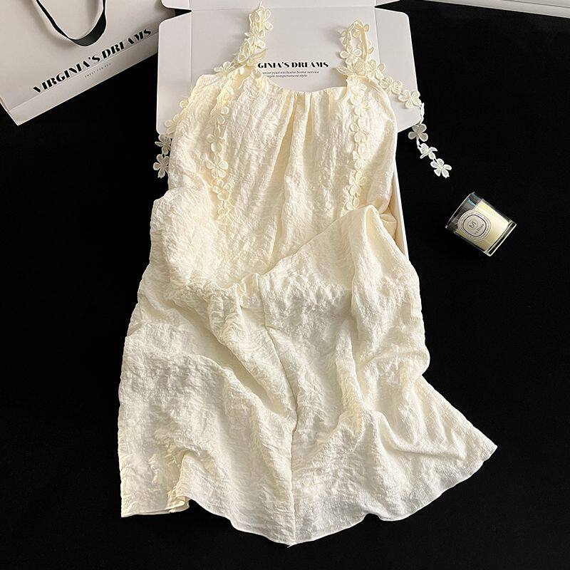 2026新款夏季云朵棉带胸垫睡衣女公主风花边吊带裙家居睡裙可外穿