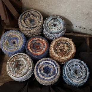 羊毛圈圈线油画渐变彩色段染纱线手工DIY勾编织毛衣围巾马海毛新