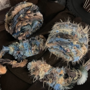 Dengd 莱茵河夜宴 毛线邓邓手混线皮草线手工diy钩编织围巾帽子线