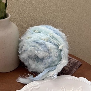 绵云雪顶DENGD手混线皮草毛线手工DIY钩编织围巾线帽子送朋友礼物