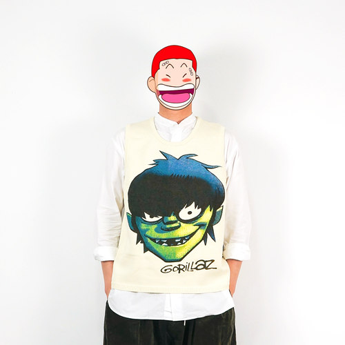 印花毛线背心潮牌纯棉背心圆领