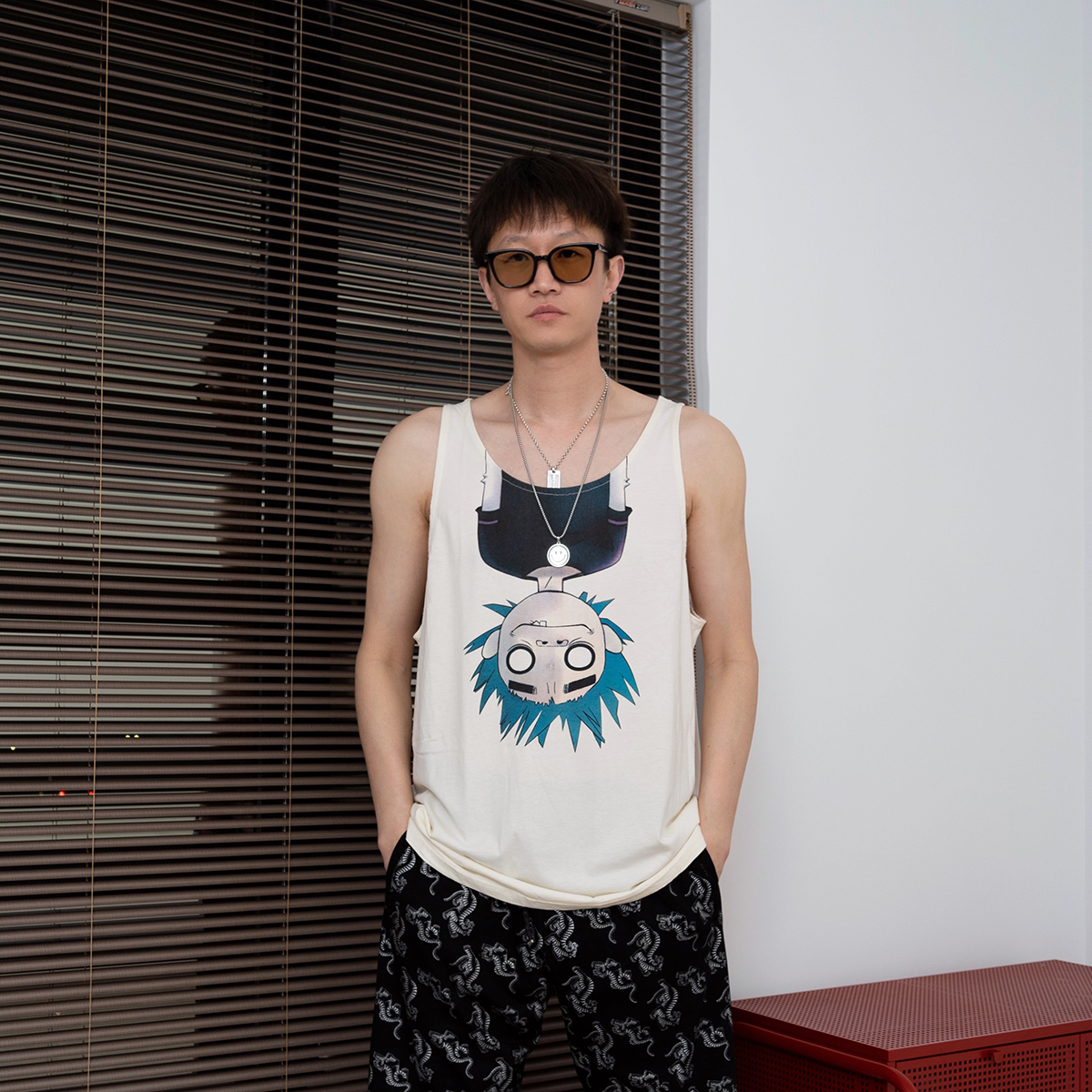 背心纯棉宽松夏季印花日系复古