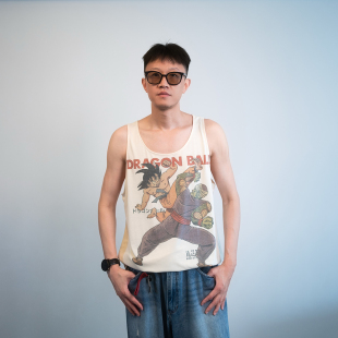 自言自语七龙珠复古卡通印花背心男夏季宽松潮流吊带跨栏棉短笛