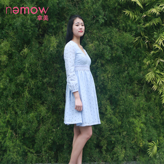 秒杀不退换拿美南梦2017年春装专柜新款小圆点V领连衣裙A7K011