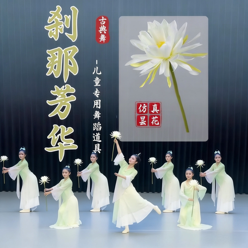 少儿古典舞蹈剧目刹那芳华手持拿花朵舞蹈道具演出白色手花表演花