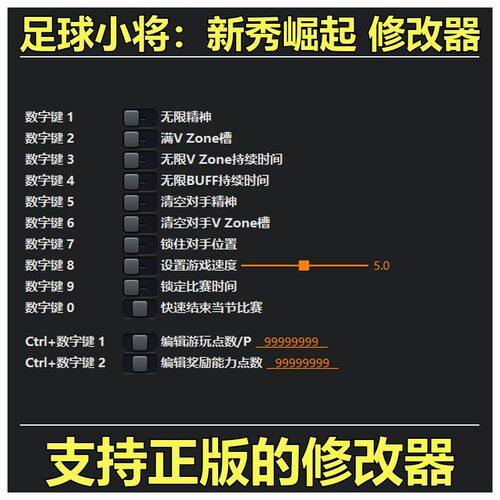 非游戏 支持正版 足球小将 新秀崛起 修改器 可包更新