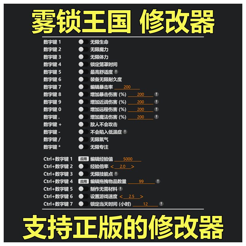 非游戏 支持正版 雾锁王国 Enshrouded 修改器 可包更新