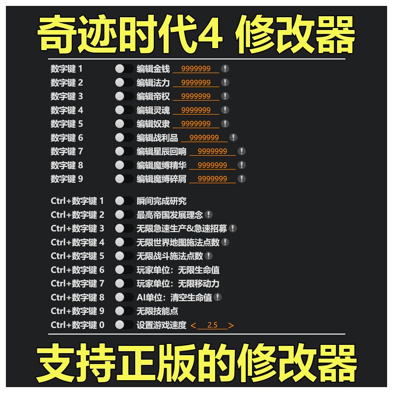 非游戏 支持正版 《奇迹时代4》修改器 可包更新