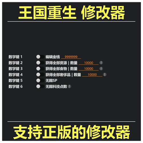 非游戏 支持正版 王国重生 Kingdoms Reborn 修改器 可包更新