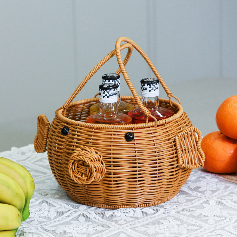 水果盘创意带盖零食盘现代客厅家用个性篮仿藤编糖果盘桌面收纳,收纳整理,其他收纳篮,淘宝优惠券,粉丝福利购,淘宝优惠卷