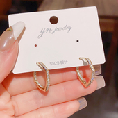 日韩百搭时尚 满钻几何耳扣2025年气质简约小众设计感高品质耳环