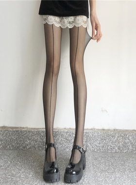 性感黑丝袜女夏季超薄款全透明白丝JK袜子黑色ins潮春秋款连裤袜