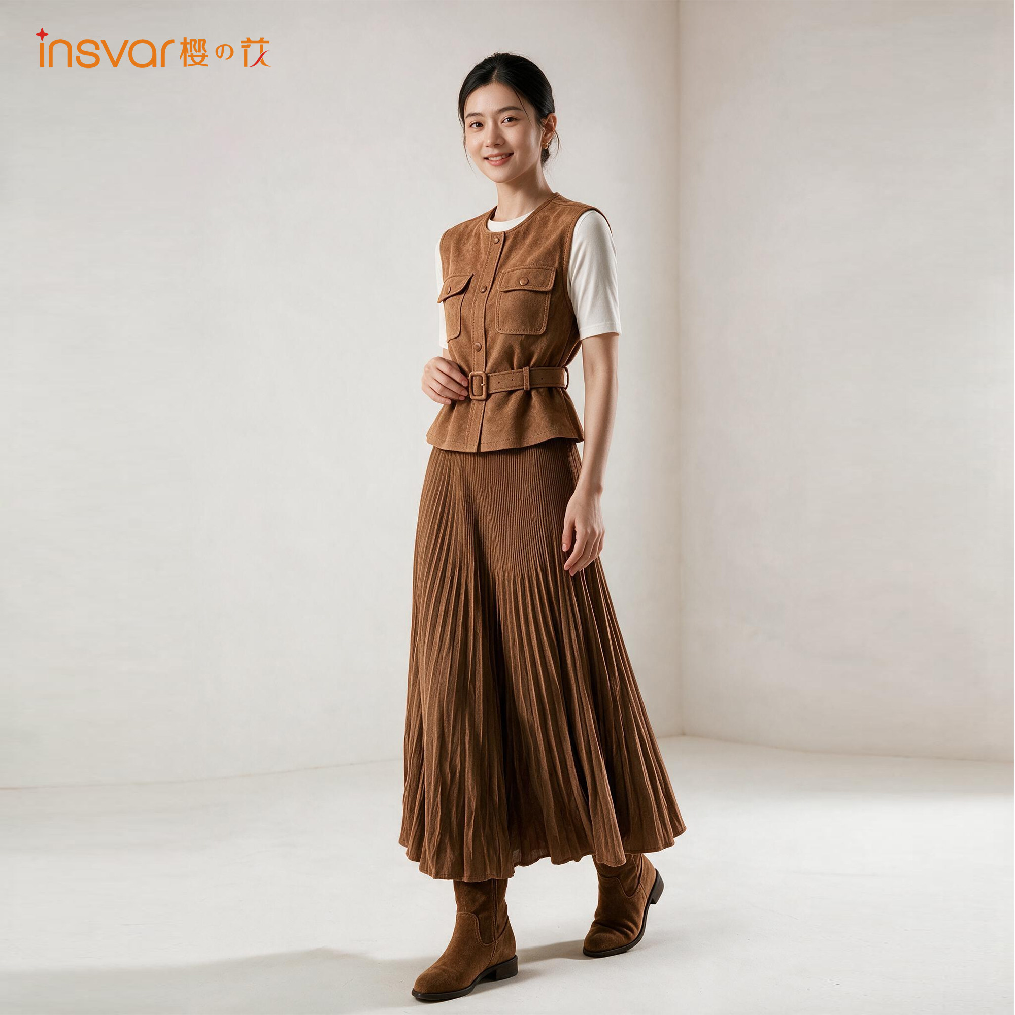 INSVAR美拉德马甲裙套装显瘦
