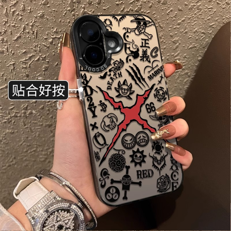 红叉海贼王适用红米14notePro+手机壳note13/12/11R109防摔turbo3/4Pro彩银