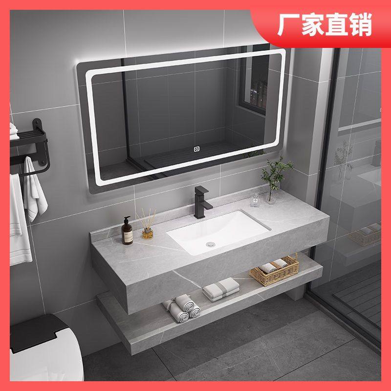 岩板盆浴室柜定制洗手盆家用挂墙洗脸盆酒店风洗漱双层台面组合盆,家装主材,浴室柜组合,淘宝优惠券,粉丝福利购,淘宝优惠卷