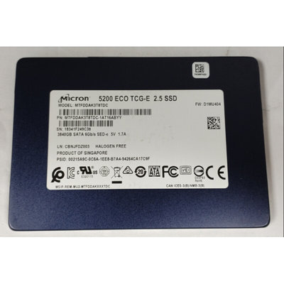 5200ECO 3.84T 6G MTFDDAK3T8TDC 服务器固态SSD 提供测报