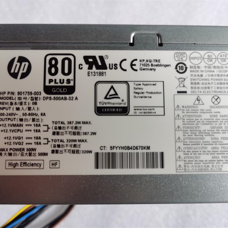 全新HP Z2 288 480 800 880 G3 G4 G5 TWR电源 901759-003 500W