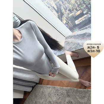 POET WONG【美女暖皮】招牌打底显瘦正肩百搭绒长袖S*kims羊绒感