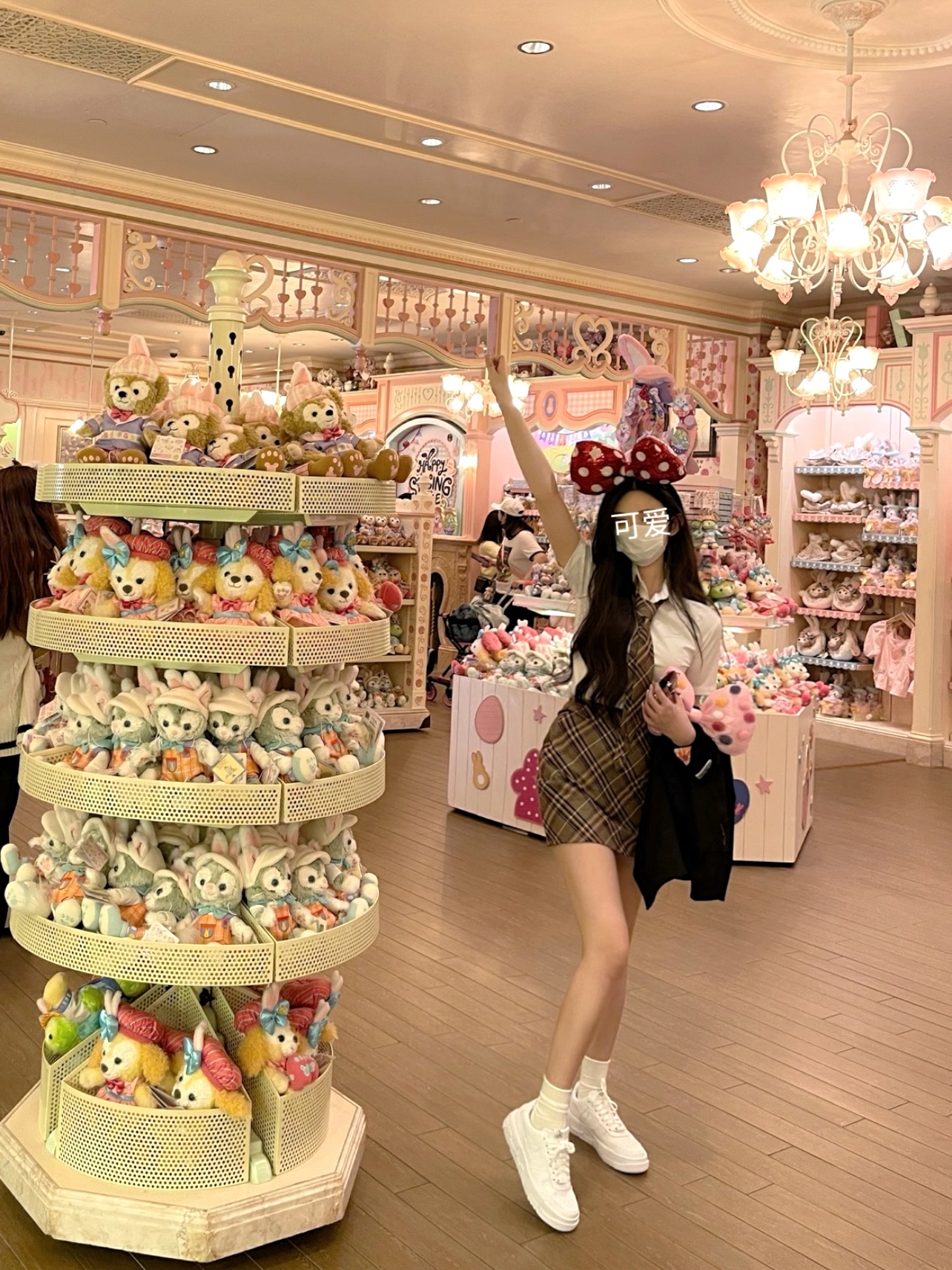 甜辣学姐自制韩国格纹防走光校服