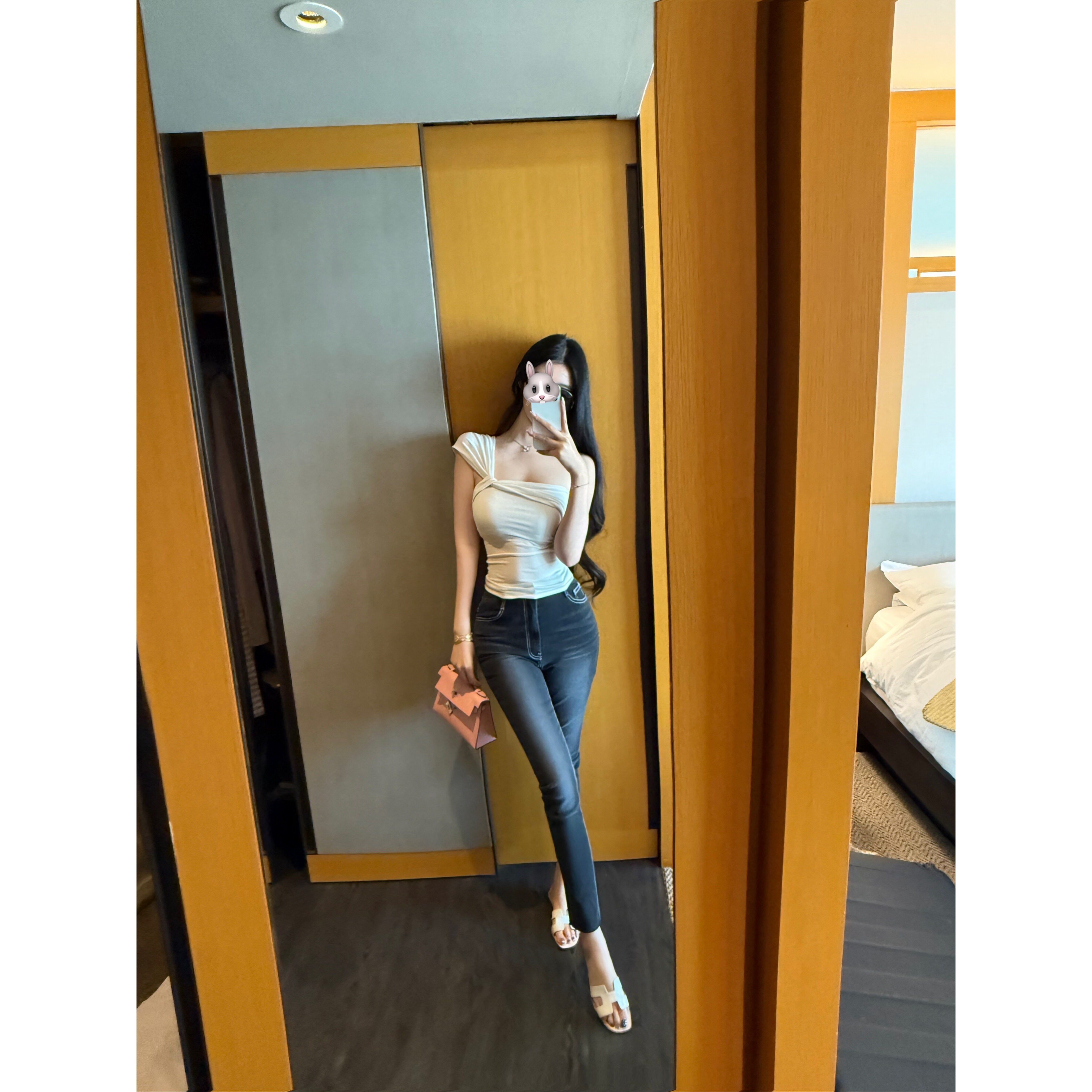 POET WONG【韩漫内核】女神t桑蚕丝醋酸天丝斜肩设计感韩系上衣夏