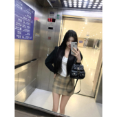 POET bbr格纹韩系美高格子裙半身裙 百分百纯棉 WONG 少女时代