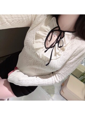 POET WONG【天使雪尼尔】重工!爱心提花镂空BabyDoll感精致毛衣