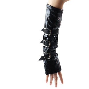 新款暗黑机能风漆皮手套女金属扣时尚造型潮流朋克万圣节cos袖套