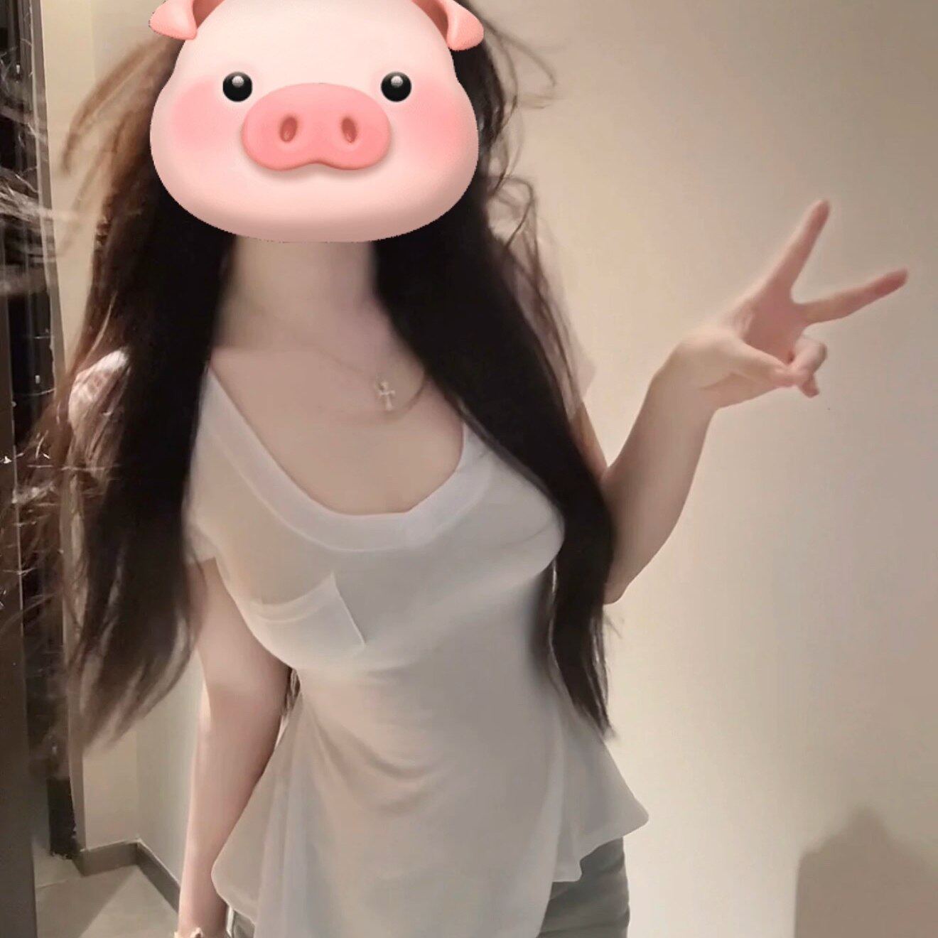 漫不经心美女感纯欲V领短袖T恤女夏季微透清凉掐腰简约慵懒上衣女
