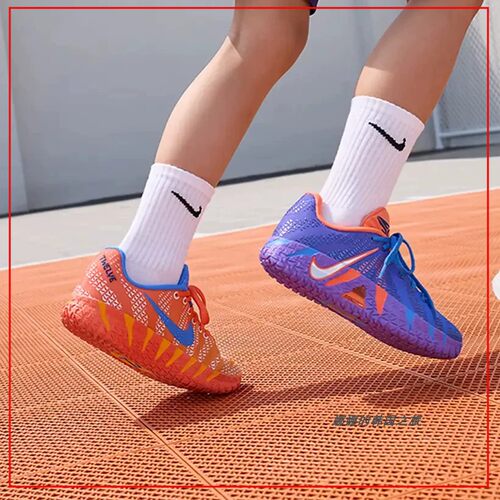 韩国代购Nike JA3 莫兰特三代低帮儿童篮球鞋橙蓝色GS IO9418-400