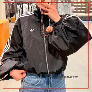 韩国代购Adidas阿迪达斯三叶草运动休闲夹克三条纹经典外套KY5045