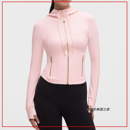 韩国代购lululemon Define 女士短款连帽夹克弹力修身外套LW3IYVS