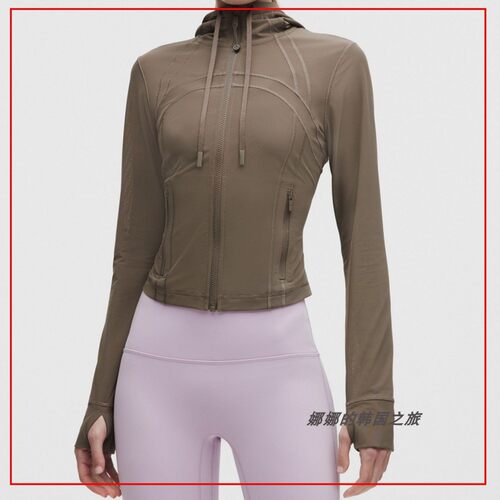 韩国代购lululemon Define 女士短款连帽夹克透气网面LW3JHWS