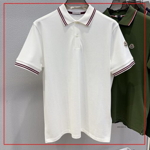 韩国代购Moncler盟可睐Striped Trim男条纹领宽松短袖商务POLO衫