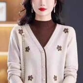 套头内搭外穿羊毛打底衫 时尚 女秋冬季 鄂尔多斯市假两件毛衣针织衫