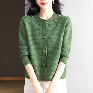 时尚洋气新款妈妈洋气秋装长袖开衫小衫外套上衣中年女针织打底衫