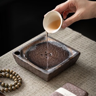 粗陶壶承复古朴拙壶垫茶海蓄水茶盘干泡台禅意茶台陶瓷壶托小茶船