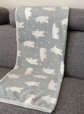 春夏灰色北极熊宠物被子盖腿毯图书馆儿童法兰绒毛毯四季通用毯子