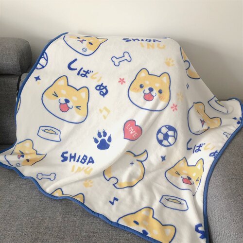 日式风柯基四季通用办公室午睡毯
