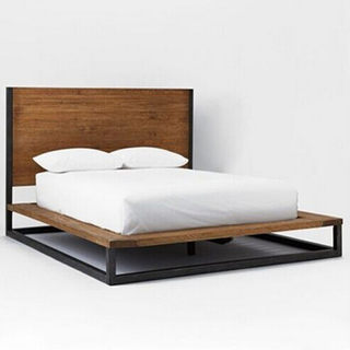 美式简约现代铁艺实木床乡村休闲双人床定制1.8米2米榻榻米床头柜
