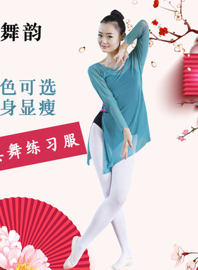 芭蕾舞蹈服成人舞蹈练功衣纱衣修身女上衣舞服古典舞练习服弹力网
