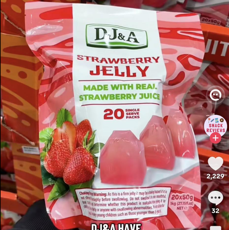 澳洲代购直邮DJ&A 天然芒果制作 芒果果冻 1kg 20小个 下午茶零食