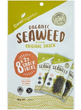 澳洲代购直邮Ceres Organics有机海苔片海藻零食无味精防腐剂8x2g