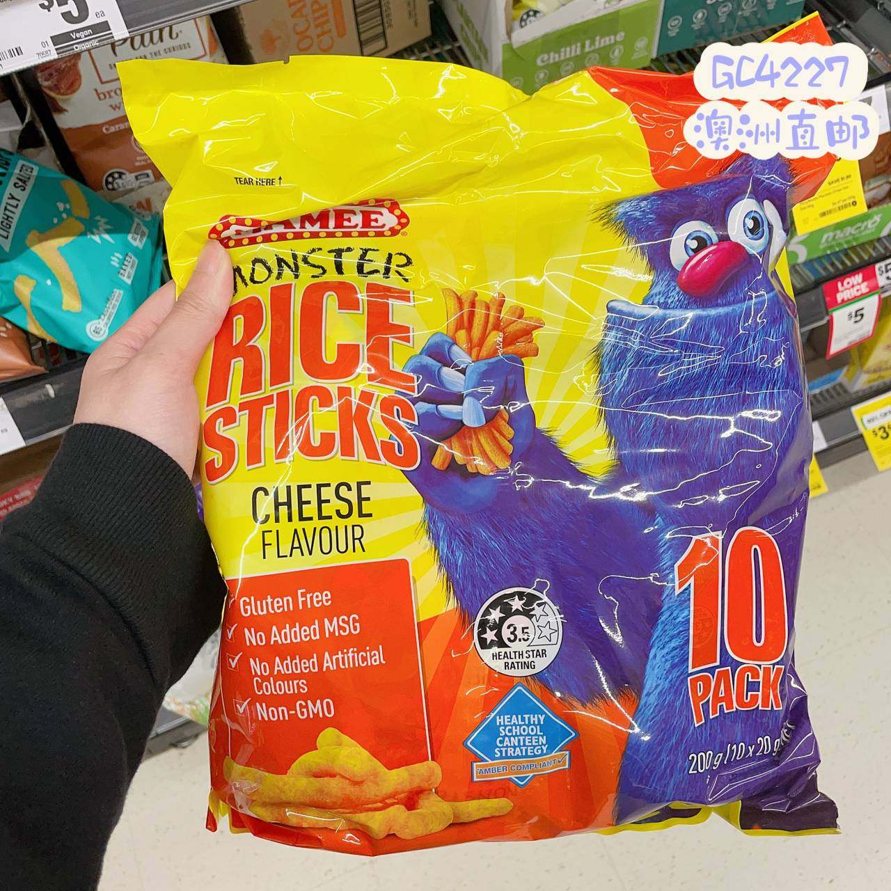 澳洲代购直邮Mamee Monster宝宝午餐零食米条芝士鸡汁味 10小包装