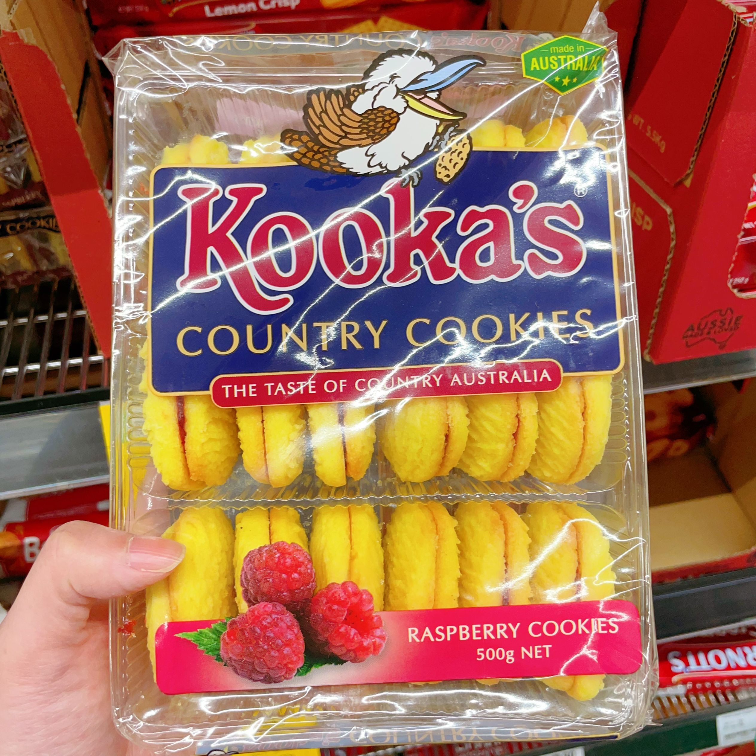澳洲代购直邮 Kookas 古早乡村果酱夹心树莓巧克力曲奇饼干 500g