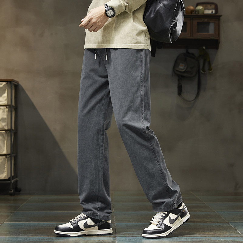 秋冬加绒工装宽松休闲裤直筒美式