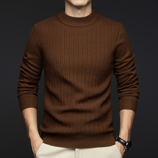 Men Cashmere Sweater Half Turtleneck Pullover Knitwear thick
