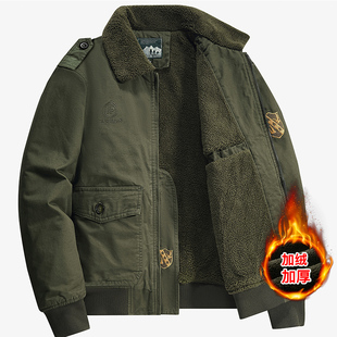 Bomber Jacket Cargo Fleece Coat Cotton Warm Parka Men Winter