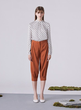 溢彩金橙色3D立体裁剪时尚哈伦裤