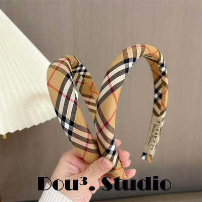 2025新英伦复古格子发箍
